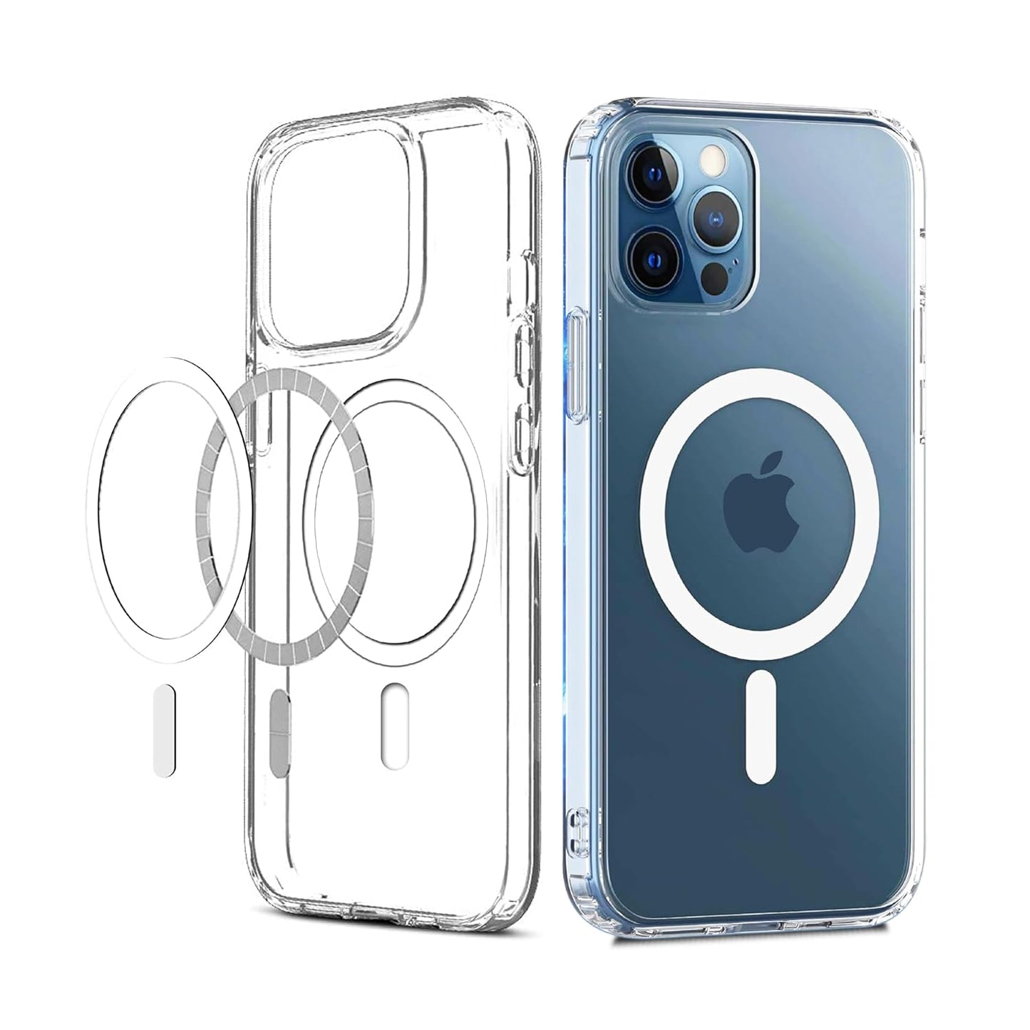 iPhone All Models Transparent Mag-Safe Wireless Magnetic Lock Charging Shockproof Back Case Cover