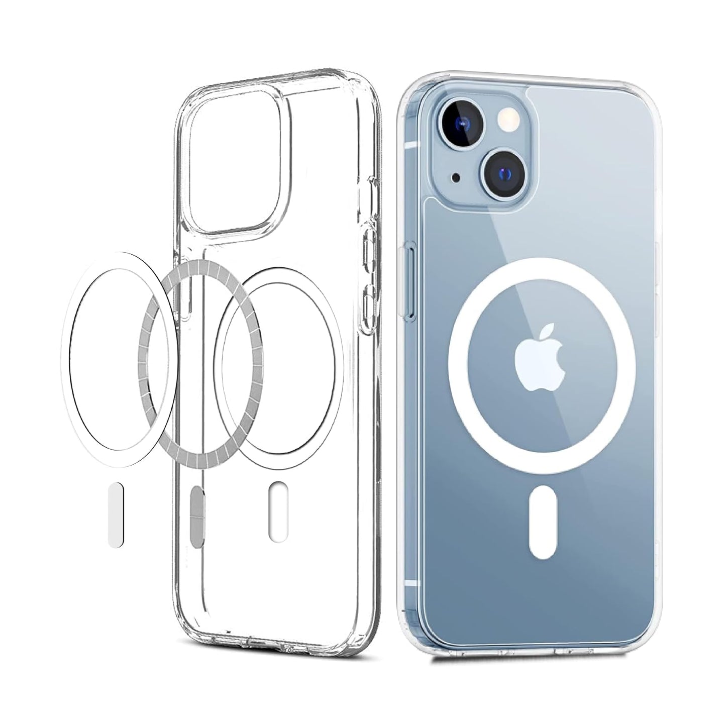 iPhone All Models Transparent Mag-Safe Wireless Magnetic Lock Charging Shockproof Back Case Cover