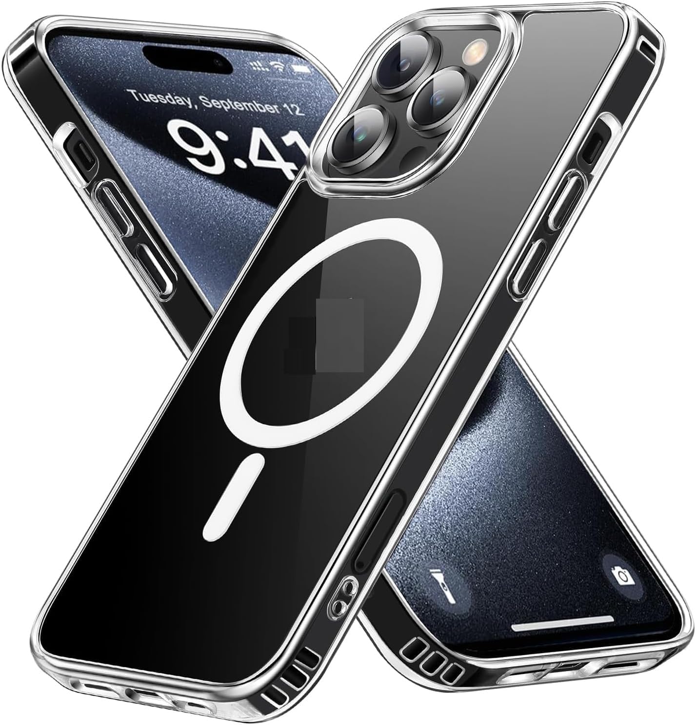 iPhone All Models Transparent Mag-Safe Wireless Magnetic Lock Charging Shockproof Back Case Cover