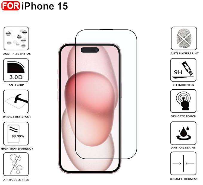 iPhone 15 OG HD Tempered Glass Screen Protector