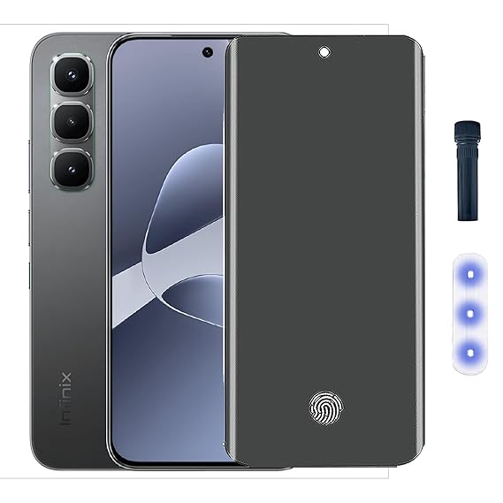 Infinix Hot 60 Pro Plus UV Privacy Tempered Glass Screen Protector, Anti Spy, Fingerprint-ID Compatible, 9H Hardness Scratch Resistant