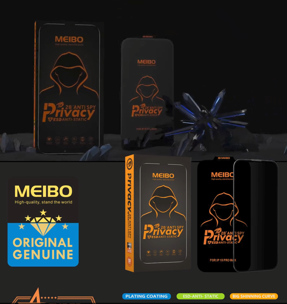 iPhone All Models MEIBO 28 Degree Anti-Spy 4 Way Privacy Tempered Glass Screen Protector