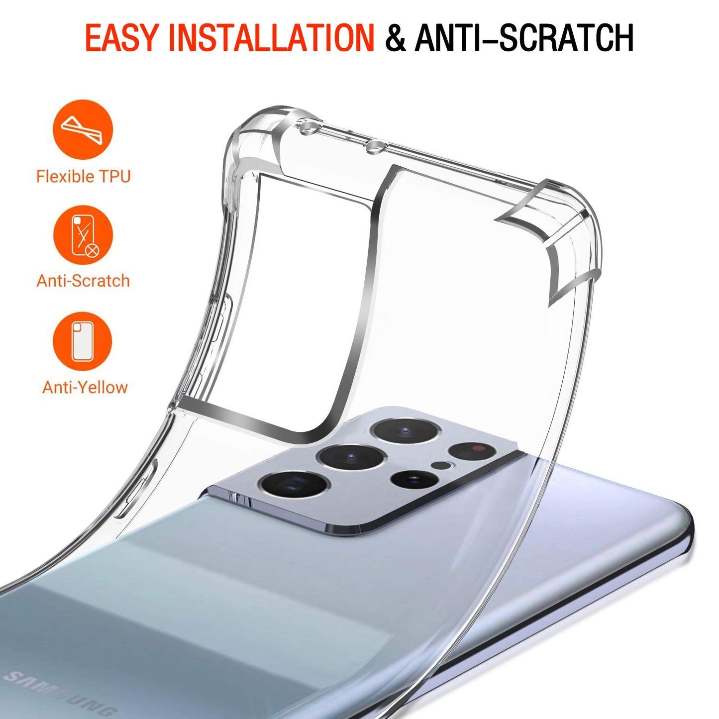 Samsung Galaxy S21 Ultra Transparent Soft TPU Silicone Bumper Cover