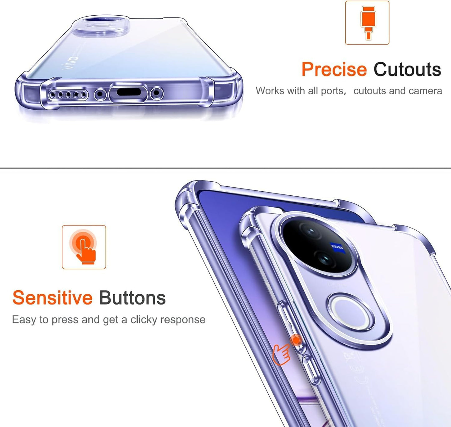 Vivo V50 Transparent Soft TPU Silicone Bumper Cover