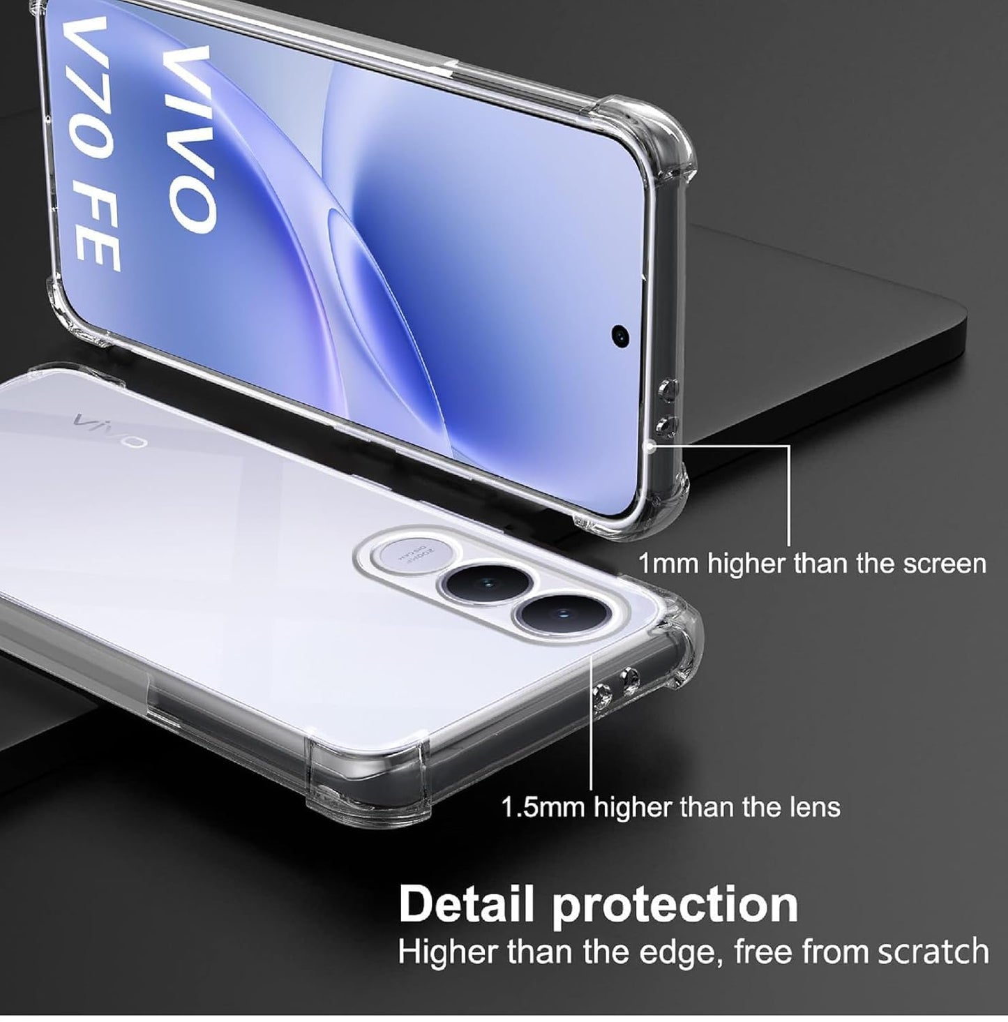 Vivo V70 FE Transparent Soft TPU Silicone Bumper Cover