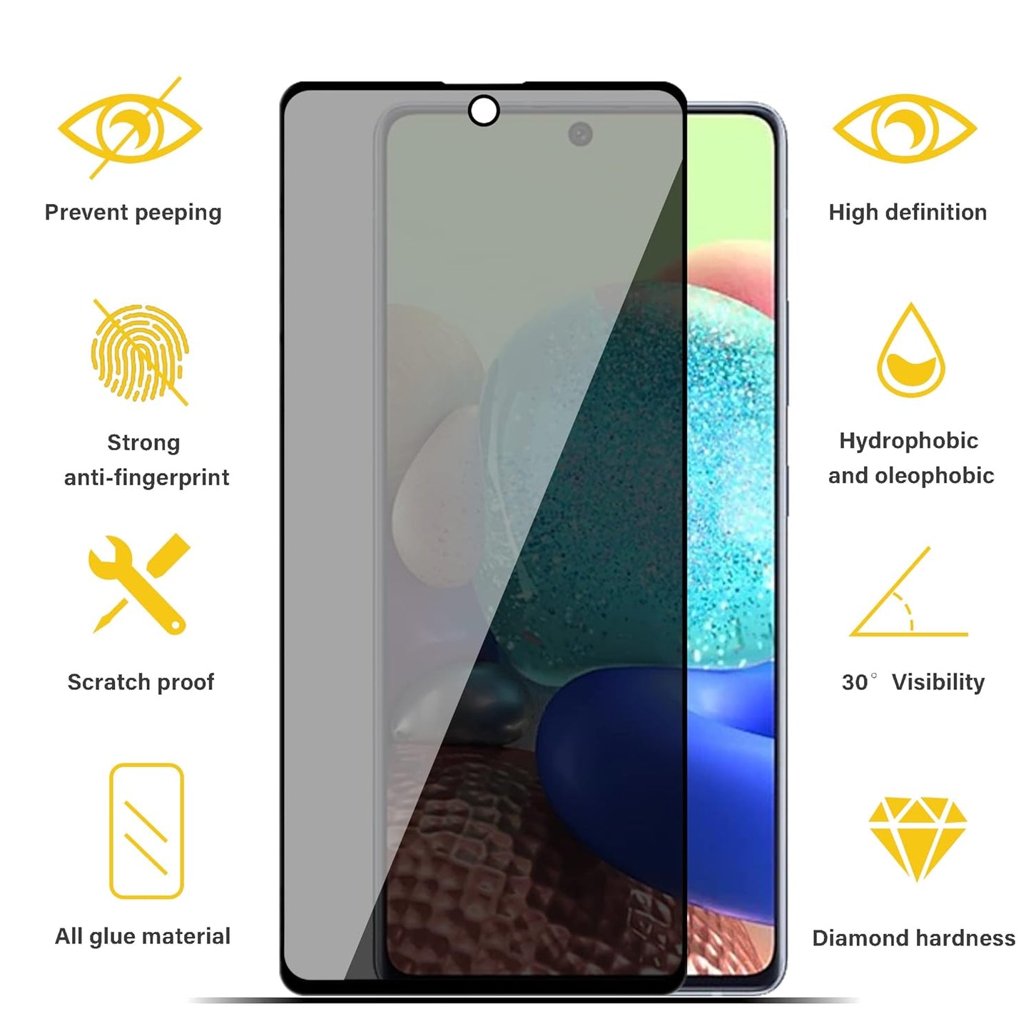 Samsung A10s  Privacy Tempered Glass Screen Protector