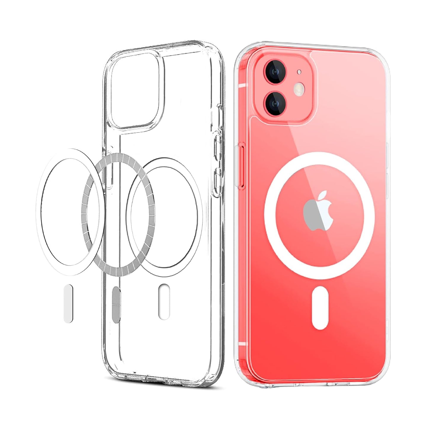 iPhone All Models Transparent Mag-Safe Wireless Magnetic Lock Charging Shockproof Back Case Cover