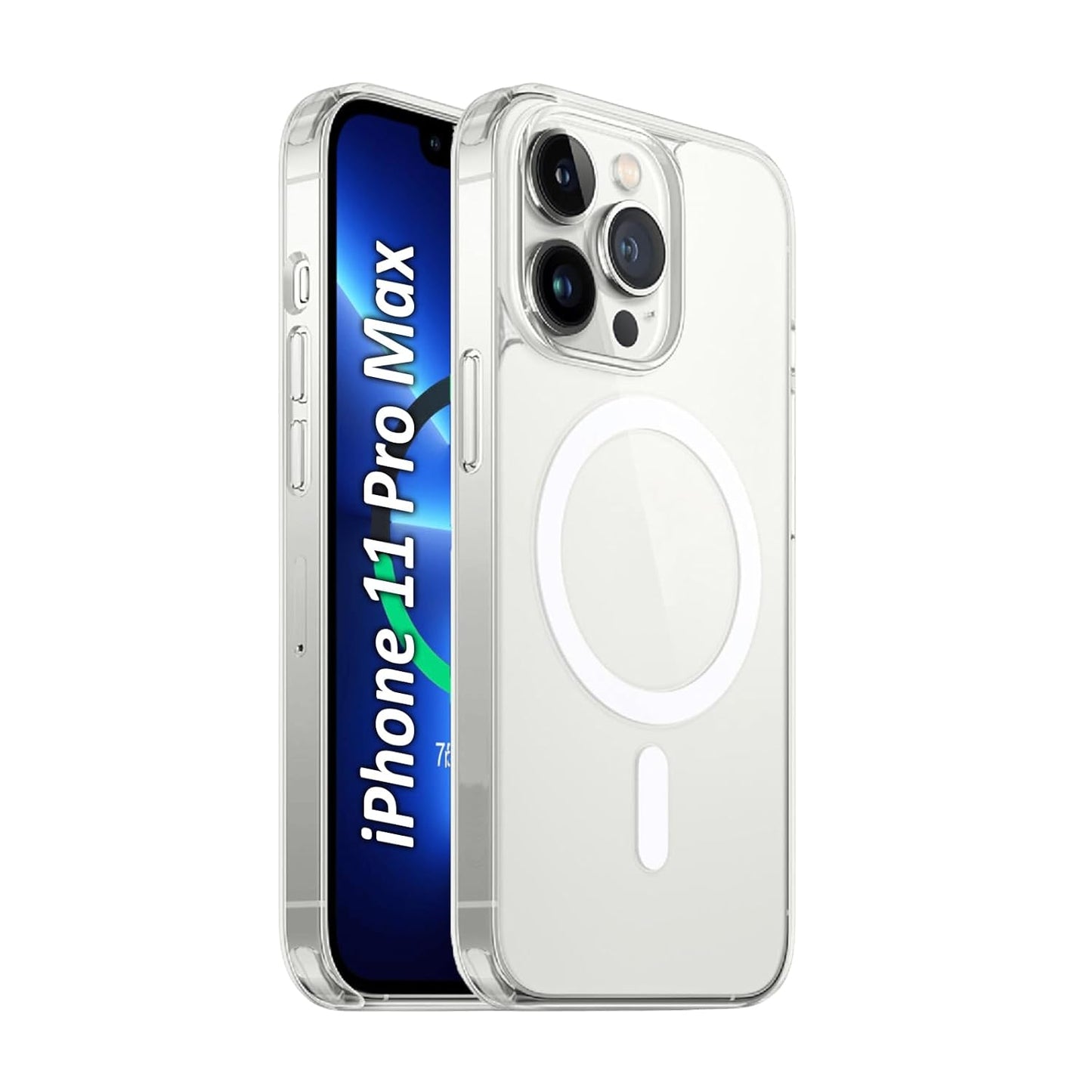 iPhone All Models Transparent Mag-Safe Wireless Magnetic Lock Charging Shockproof Back Case Cover