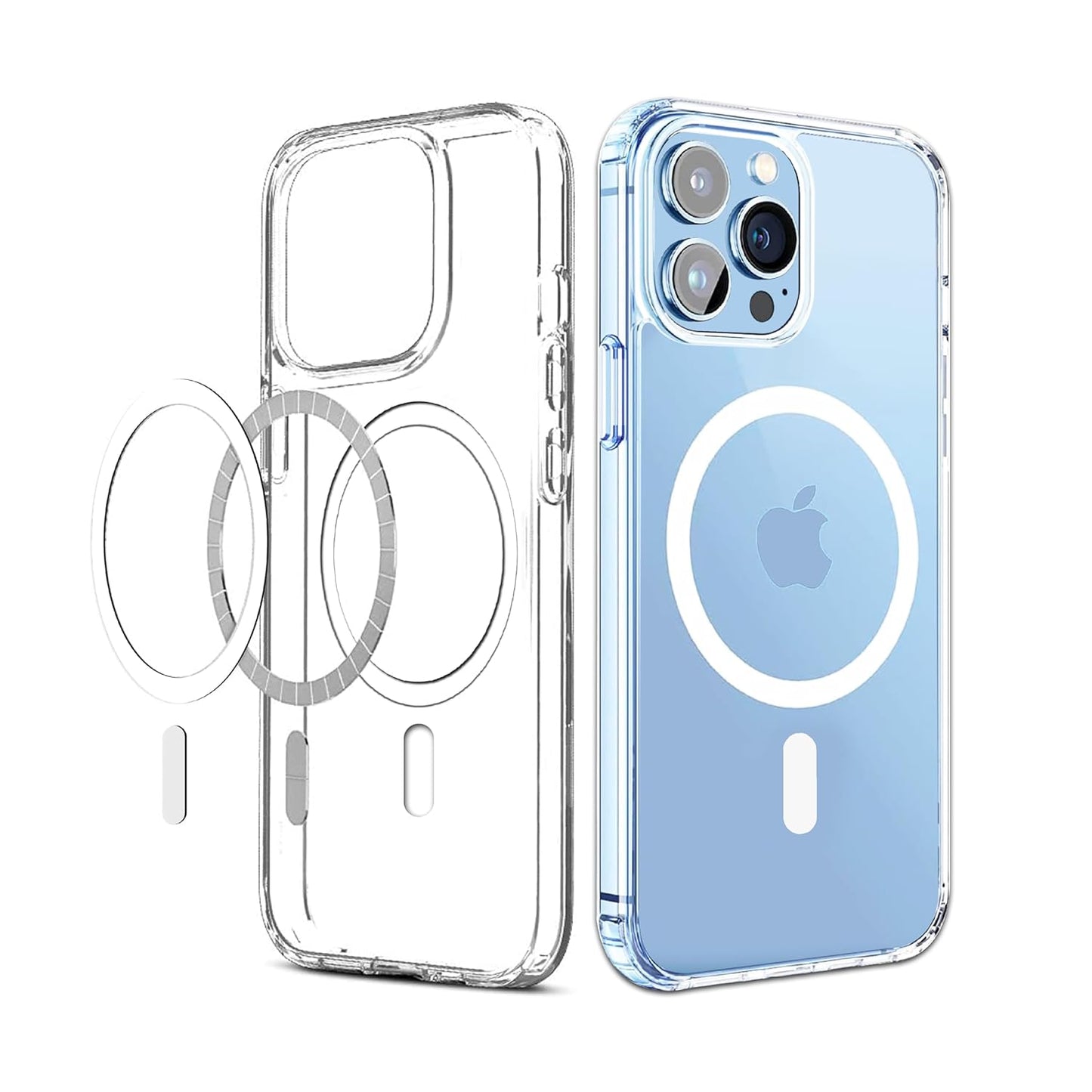 iPhone All Models Transparent Mag-Safe Wireless Magnetic Lock Charging Shockproof Back Case Cover