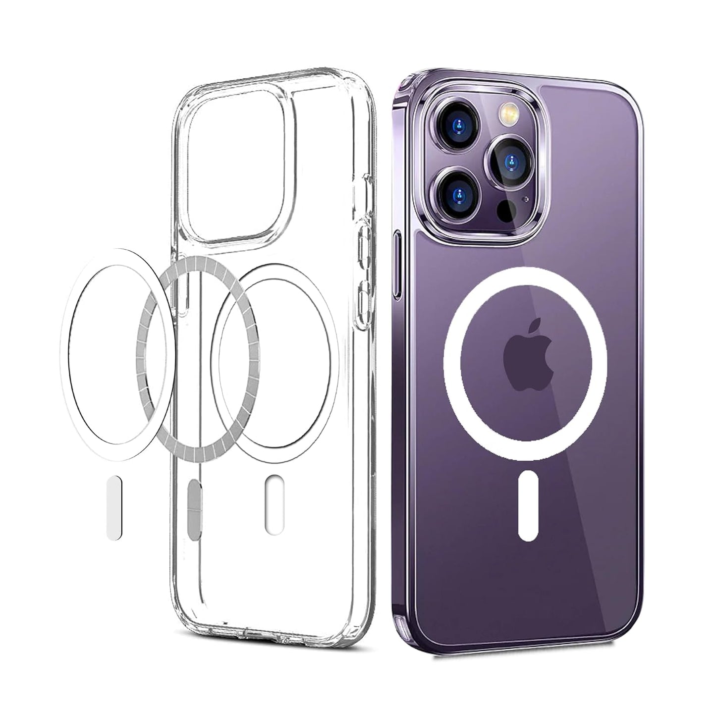 iPhone All Models Transparent Mag-Safe Wireless Magnetic Lock Charging Shockproof Back Case Cover