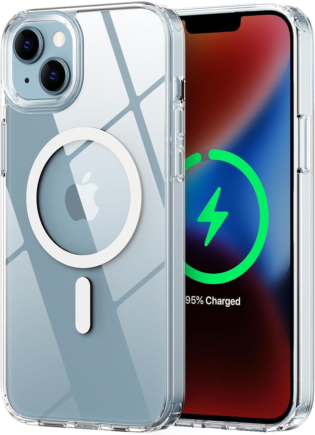 iPhone All Models Transparent Mag-Safe Wireless Magnetic Lock Charging Shockproof Back Case Cover