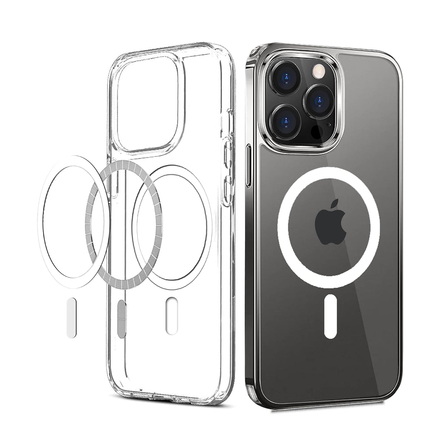 iPhone All Models Transparent Mag-Safe Wireless Magnetic Lock Charging Shockproof Back Case Cover