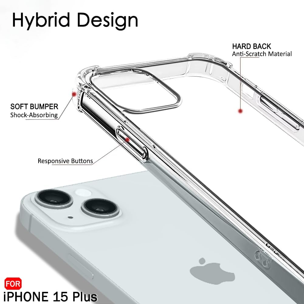 iPhone 15 Plus Transparent Soft TPU Silicone Bumper Cover