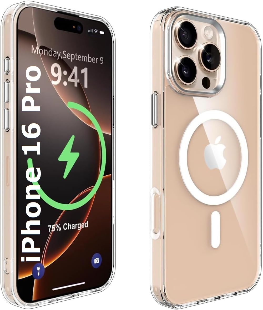 iPhone All Models Transparent Mag-Safe Wireless Magnetic Lock Charging Shockproof Back Case Cover
