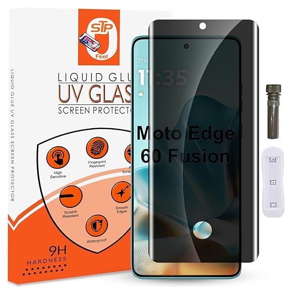 Motorola Edge 60 Fusion   UV Privacy Tempered Glass Screen Protector,  Anti Spy, Fingerprint-ID Compatible, 9H Hardness Scratch Resistant