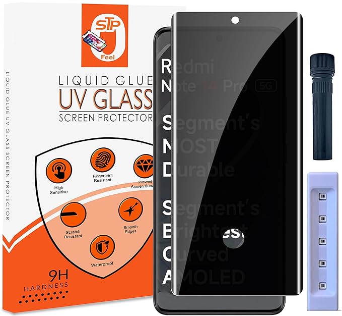 Redmi Note 14 Pro Plus  UV Privacy Tempered Glass Screen Protector,  Anti Spy, Fingerprint-ID Compatible, 9H Hardness Scratch Resistant