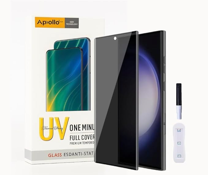Samsung S24 Ultra  UV Privacy Tempered Glass Screen Protector,  Anti Spy, Fingerprint-ID Compatible, 9H Hardness Scratch Resistant
