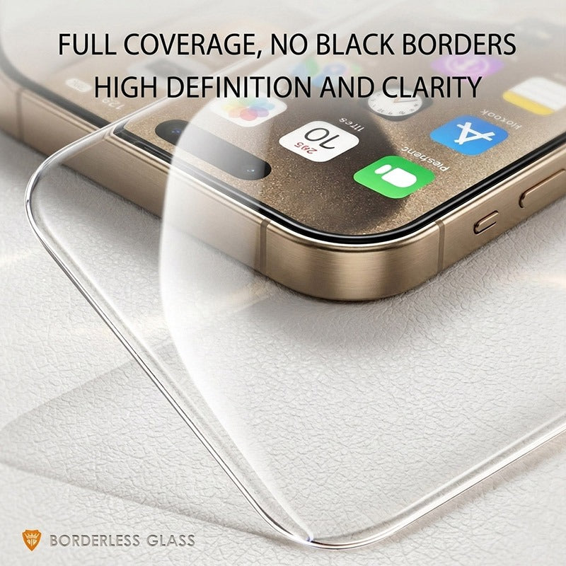 iPhone All Model Border-less Transparent Tempered Glass Anti-Static Mobile Phone Screen Protector