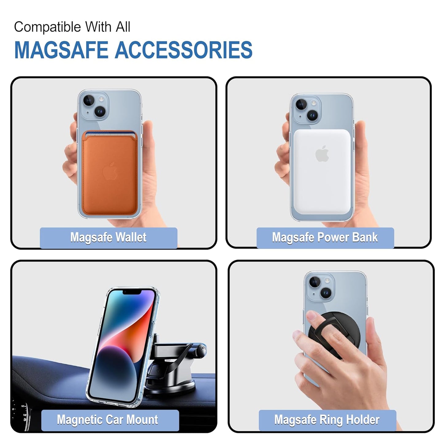 iPhone All Models Transparent Mag-Safe Wireless Magnetic Lock Charging Shockproof Back Case Cover
