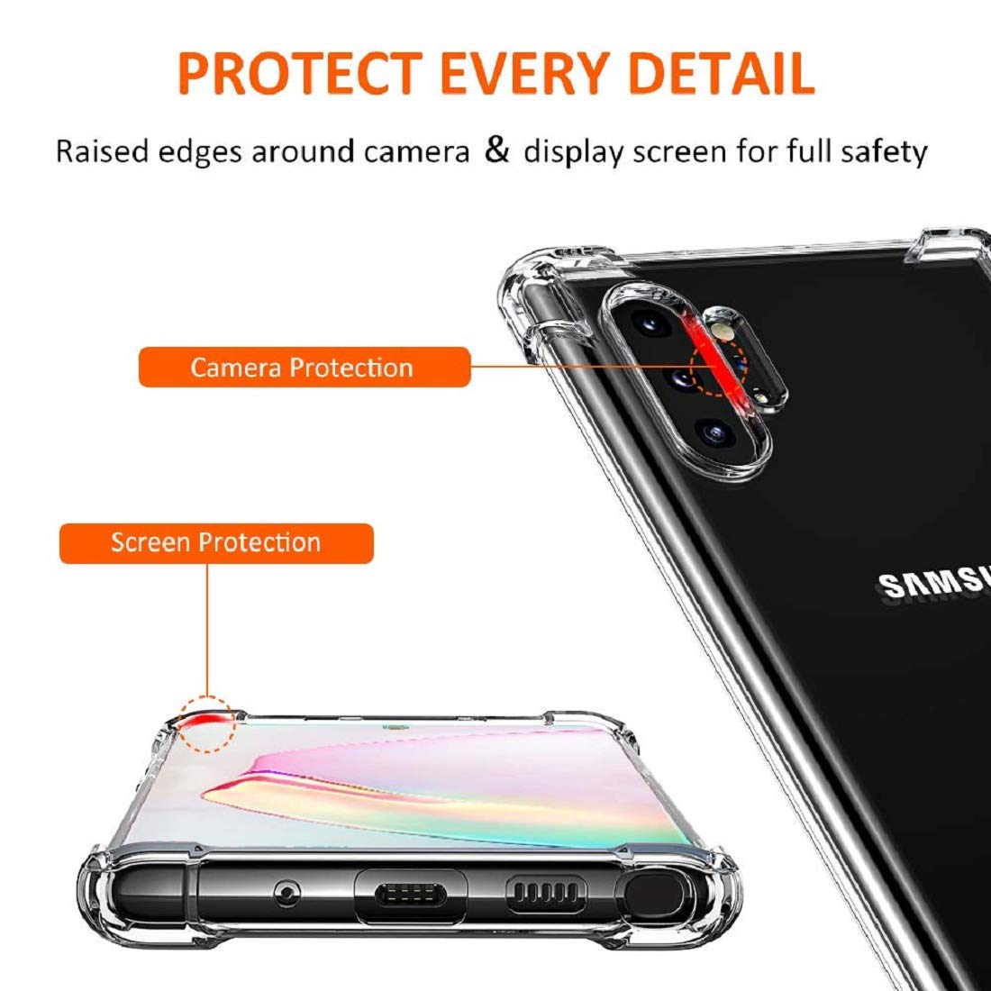 Samsung Galaxy Note 10 Plus Transparent Soft TPU Silicone Bumper Cover