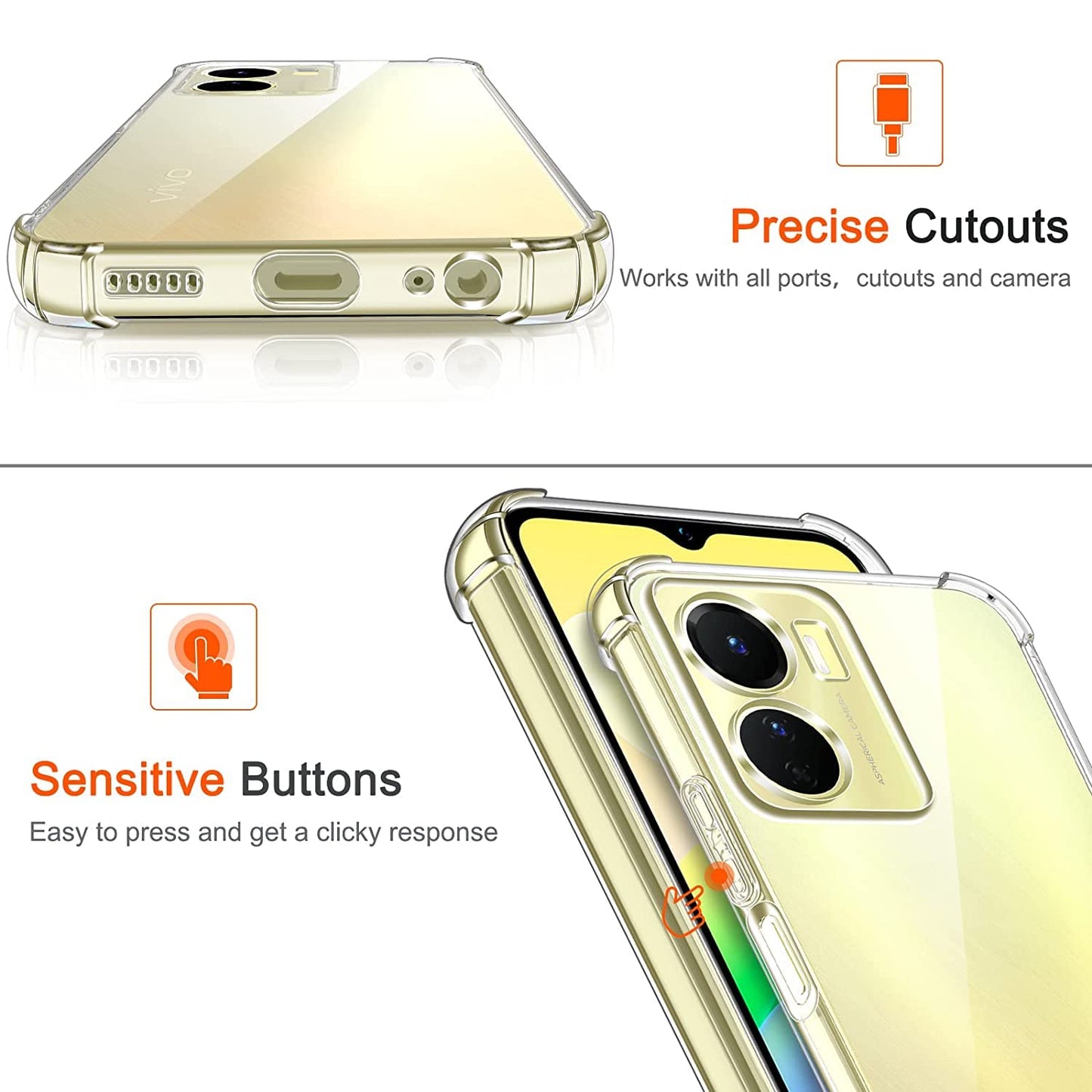 Vivo Y02s Transparent Soft TPU Silicone Bumper Cover